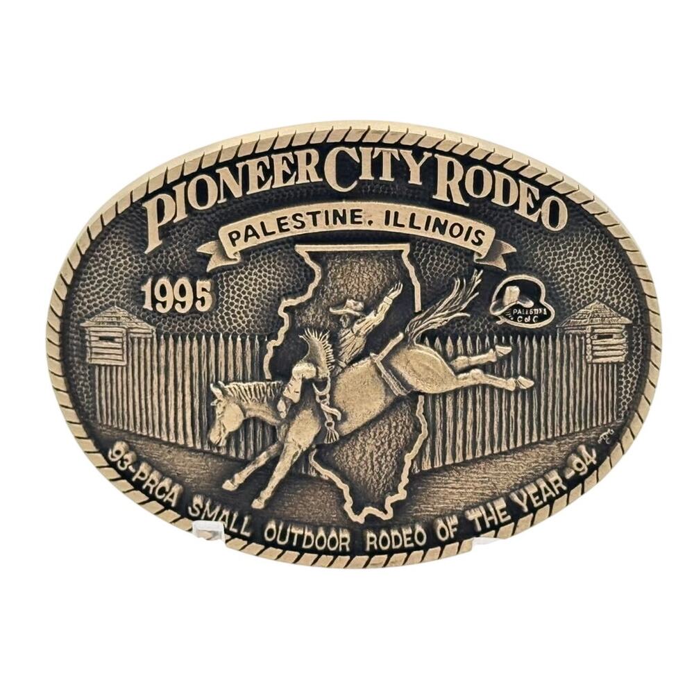 Pioneer City Rodeo 1995 29th Annual Palestine Illinois Commemorative Belt Buckle